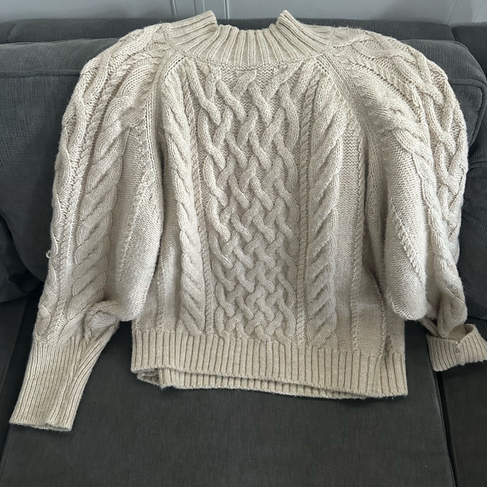 GAP Cream Cable Knit Turtleneck Sweater